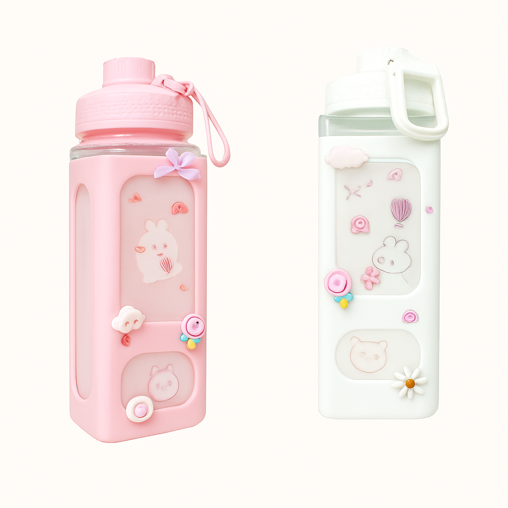 700ml Kawaii Water Bottle with Lid and Straw