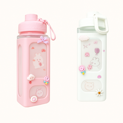 700ml Kawaii Water Bottle with Lid and Straw