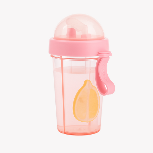 2 in 1 Water Bottle for hot and Cold Drinks with Double Straws and Cover 1000 ml Bottle
