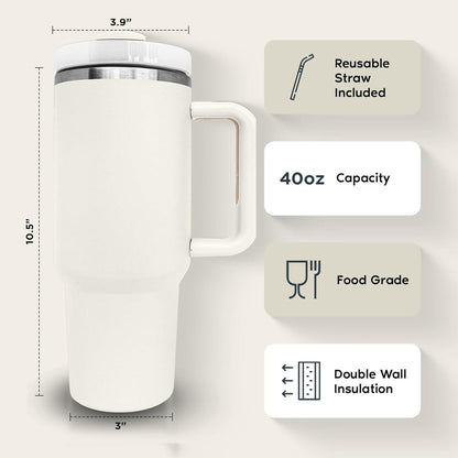1200ML Stainless Steel Vacuum Insulated Tumbler with Lid and Straw – 1.2L Travel Cup for Water, Iced Tea, or Coffee