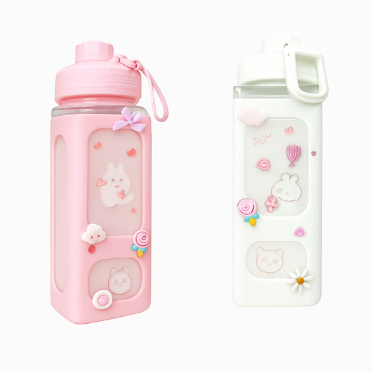 700ml Kawaii Water Bottle with Lid and Straw